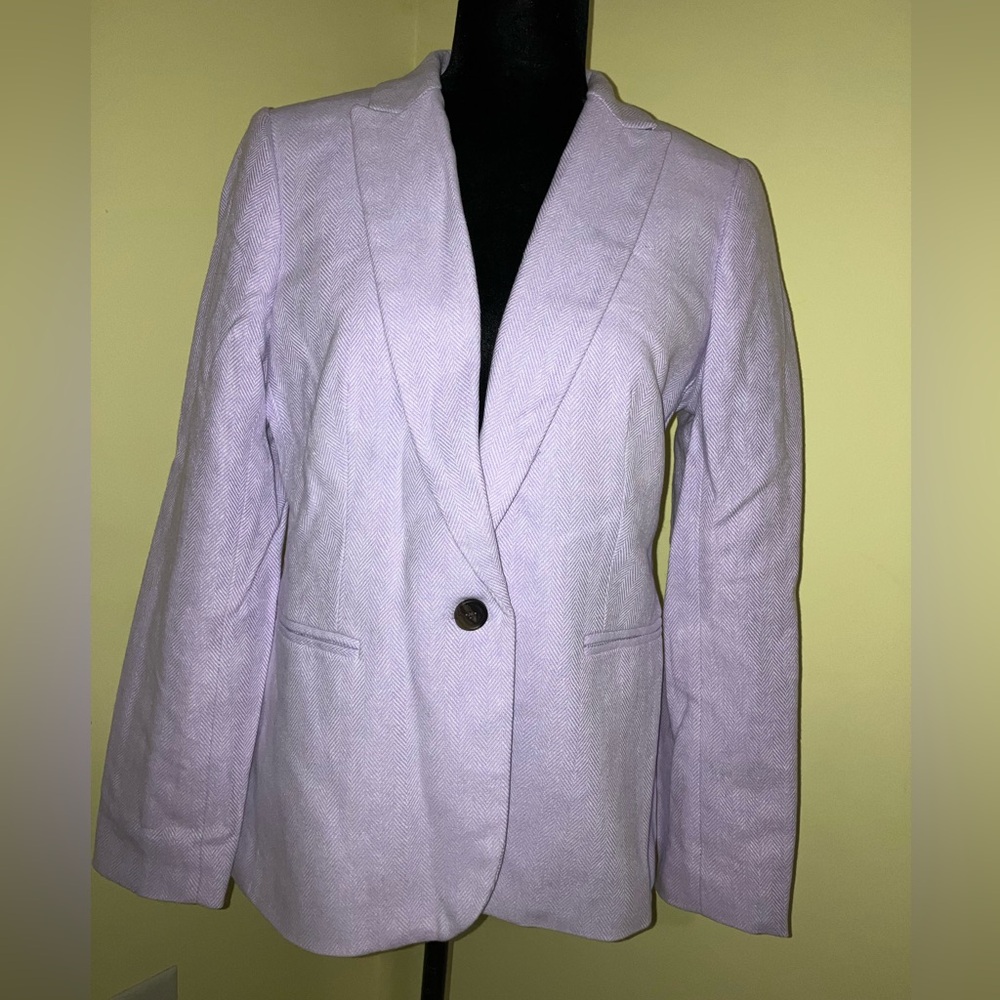 J.CREW Lilac linen cotton blazer jacket size 10 NWOT Sp 25 herringbone Easter - Picture 3 of 11